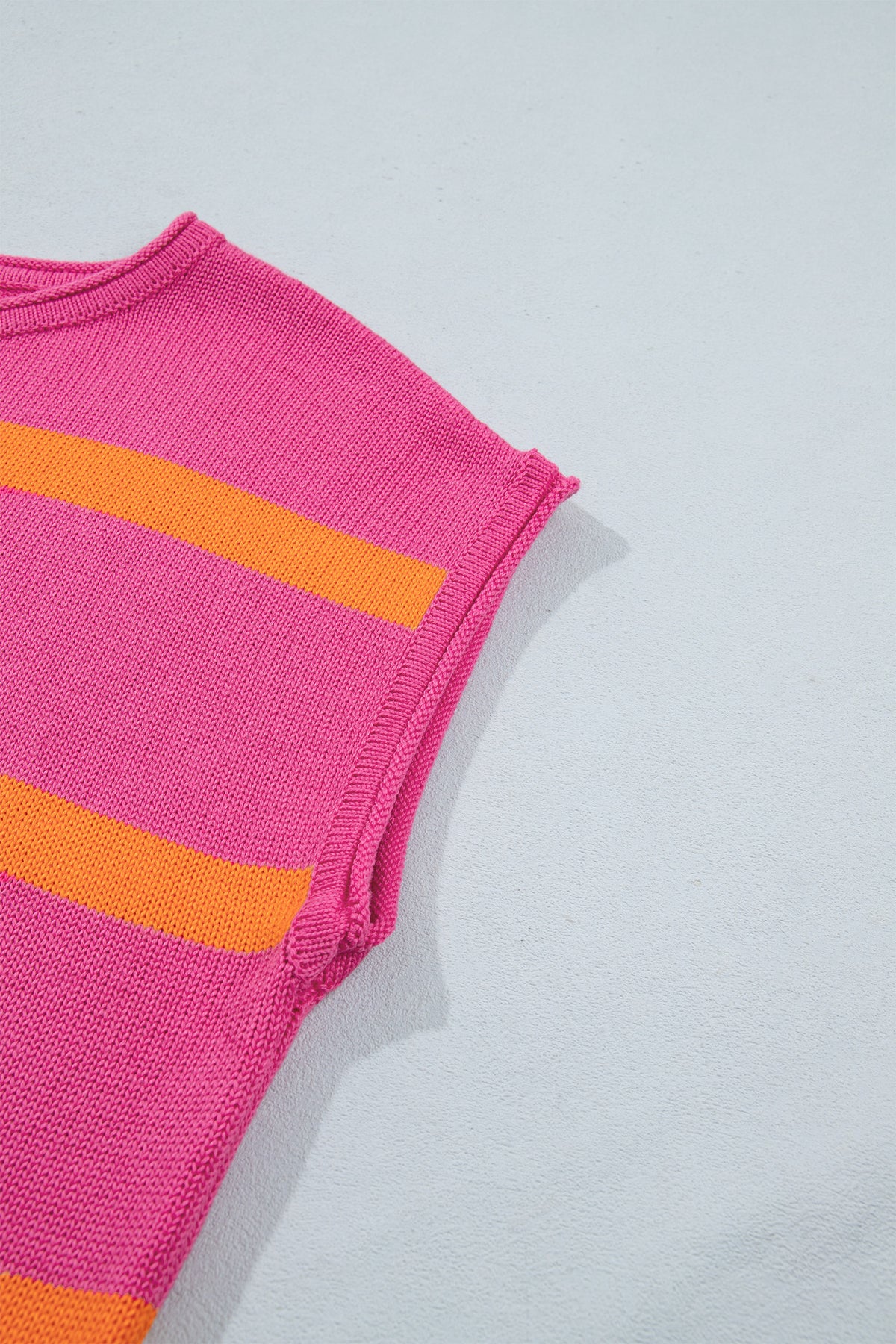 Rose Stripe Knit Western Short Sleeve Sweater-TOPS / DRESSES-[Adult]-[Female]-2022 Online Blue Zone Planet