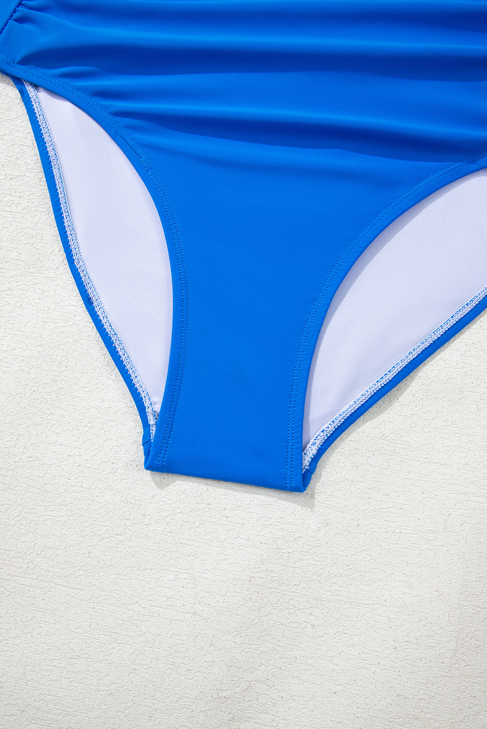 Blue Colorblock Square Neck Top Pleated High Waisted Bikini-Swimwear/High Waisted Swimsuit-[Adult]-[Female]-2022 Online Blue Zone Planet