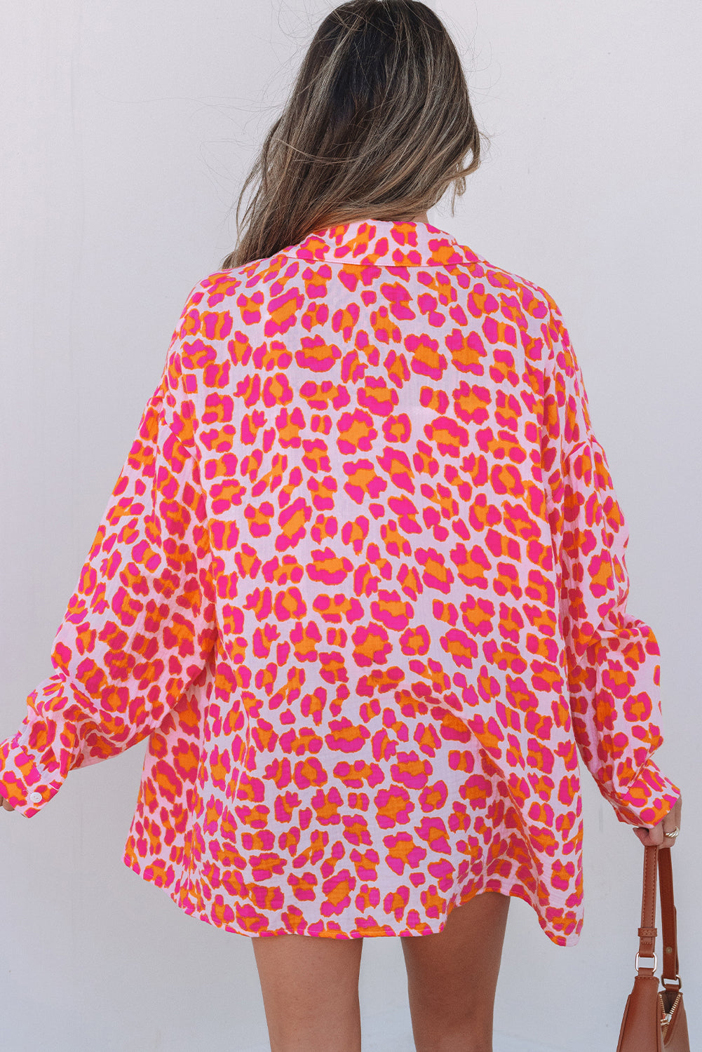 Blue Zone Planet | Rose Leopard Printed Button Up Loose Shirt-Tops/Blouses & Shirts-[Adult]-[Female]-2022 Online Blue Zone Planet