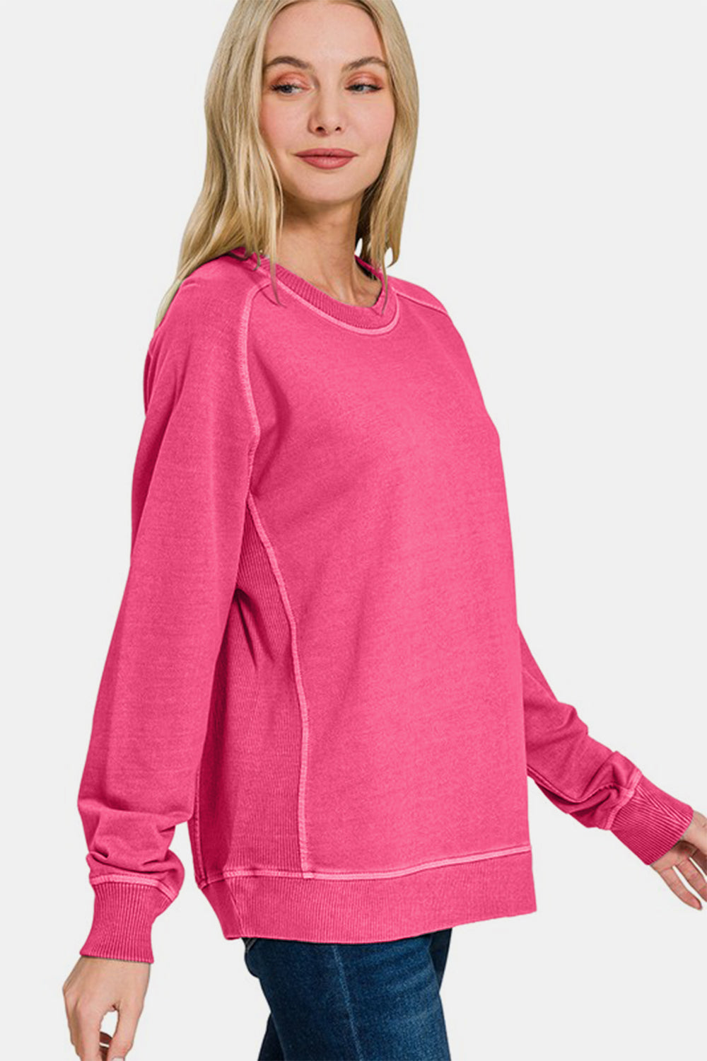 Zenana Full Size Pigment Dyed French Terry Sweatshirt-TOPS / DRESSES-[Adult]-[Female]-2022 Online Blue Zone Planet