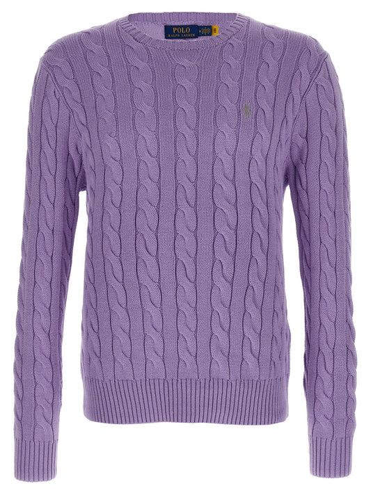 Polo Ralph Lauren Cotton Braided Sweater-TOPS / DRESSES-[Adult]-[Female]-L-Purple-2022 Online Blue Zone Planet