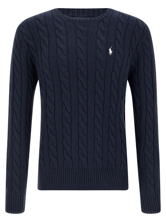 Polo Ralph Lauren Cotton Braided Sweater-TOPS / DRESSES-[Adult]-[Female]-XXL-Blue-2022 Online Blue Zone Planet
