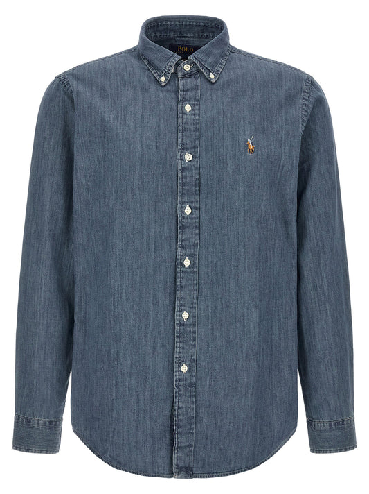 Polo Ralph Lauren Denim Shirt-Shirts-[Adult]-[Female]-L-Blue-2022 Online Blue Zone Planet