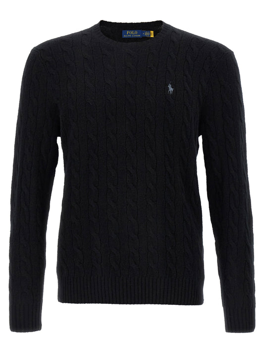 Polo Ralph Lauren Braided Sweater-Topwear-[Adult]-[Female]-L-Black-2022 Online Blue Zone Planet