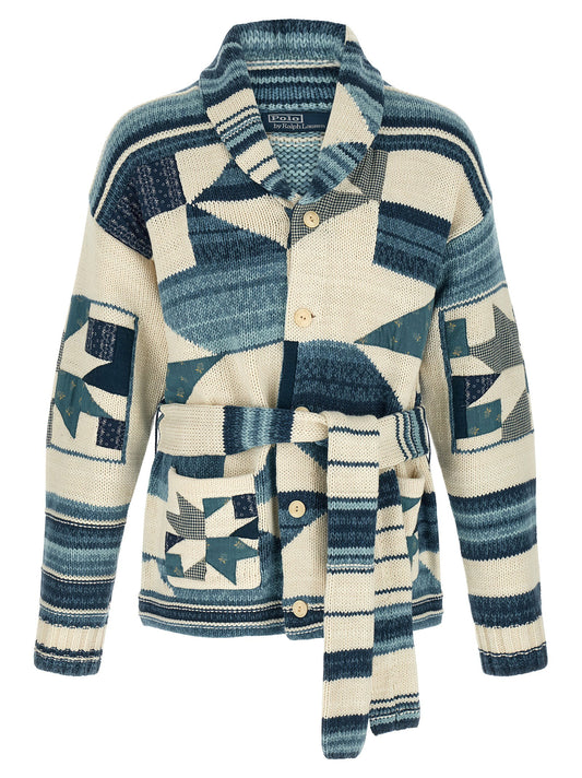 Polo Ralph Lauren Patchwork Cardigan-Topwear-[Adult]-[Female]-2022 Online Blue Zone Planet