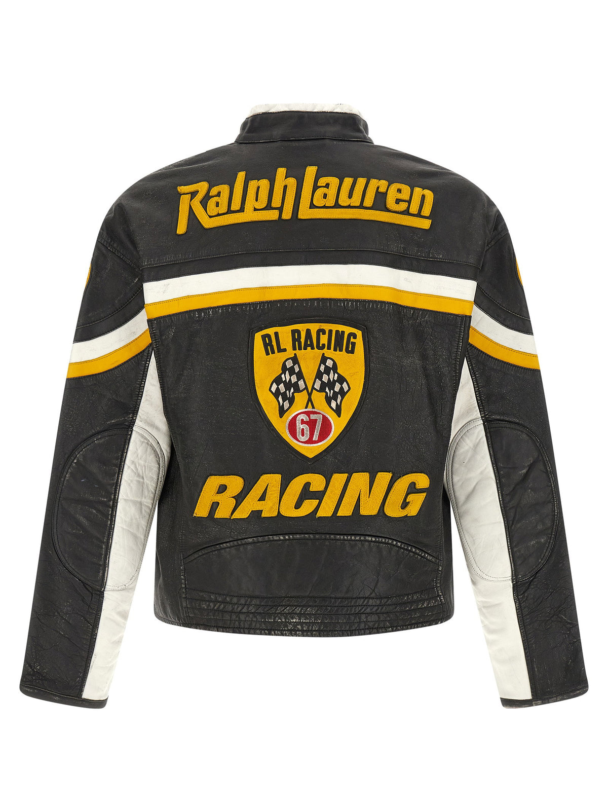 Polo Ralph Lauren Leather Biker Jacket With Patch-Jackets-[Adult]-[Female]-2022 Online Blue Zone Planet