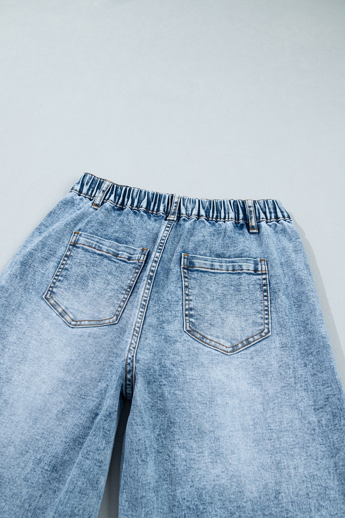 Beau Blue Frayed Studded Detail Wide Leg Pocketed Jeans-Bottoms/Jeans-[Adult]-[Female]-2022 Online Blue Zone Planet
