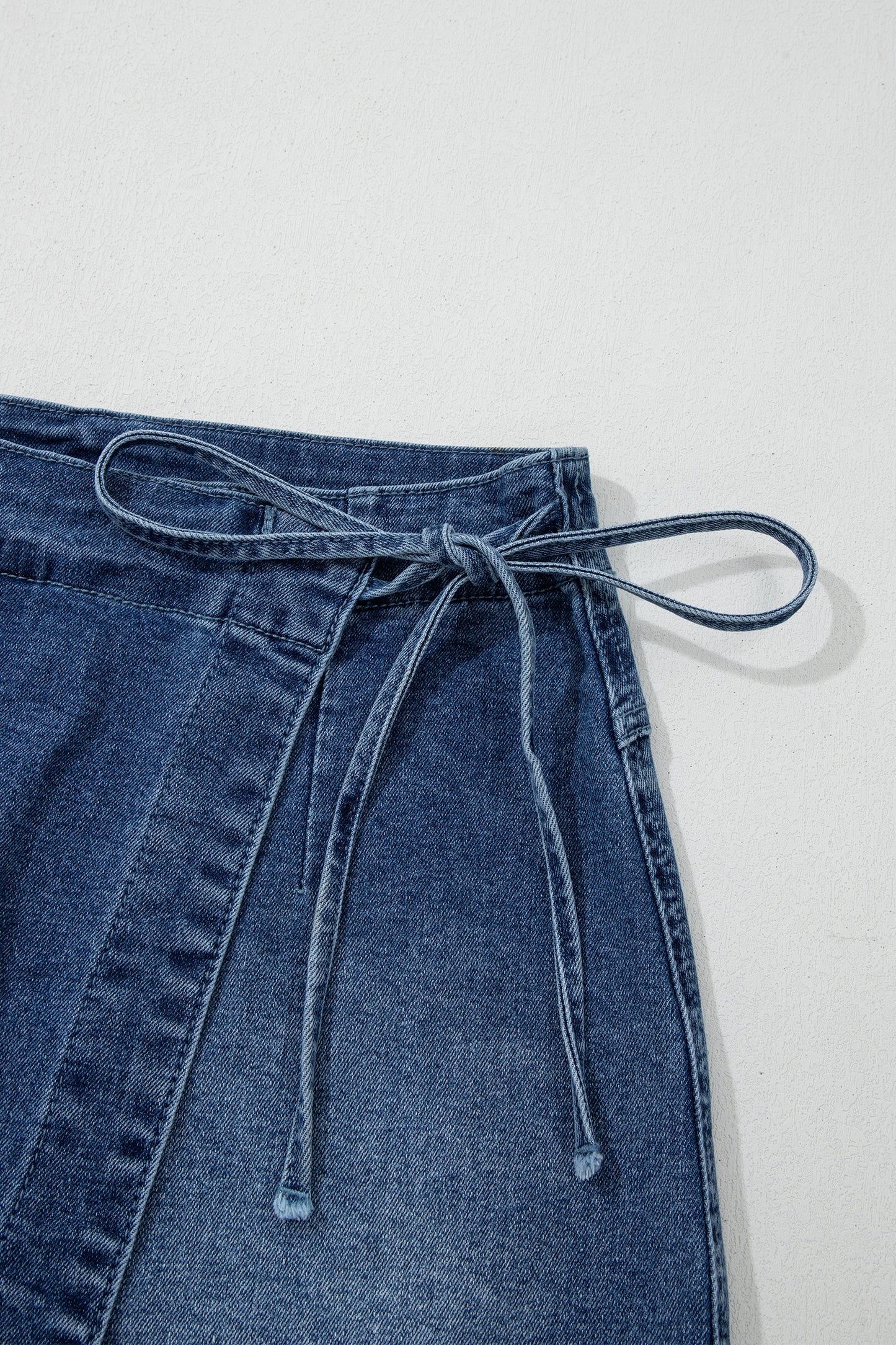Ashleigh Blue Wrapped Tied Waist Denim Skort-Bottoms/Skirts & Petticoat-[Adult]-[Female]-2022 Online Blue Zone Planet