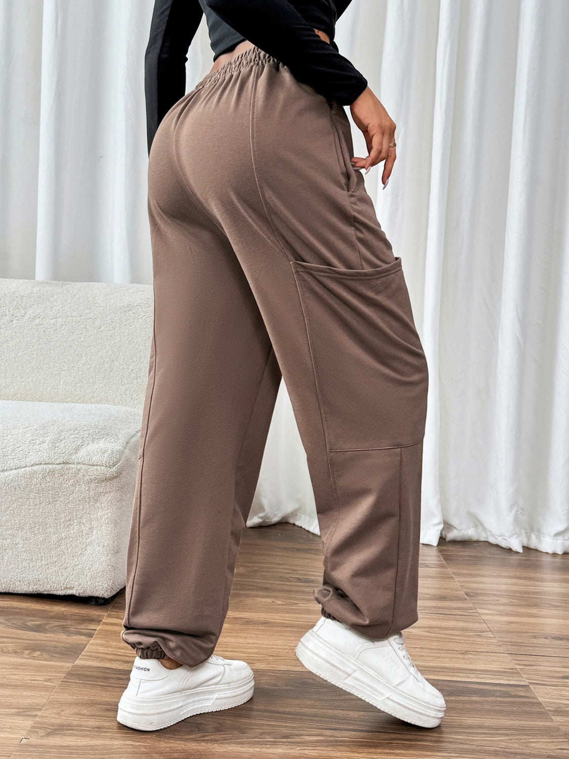 Tied Joggers with Pockets-BOTTOMS SIZES SMALL MEDIUM LARGE-[Adult]-[Female]-2022 Online Blue Zone Planet