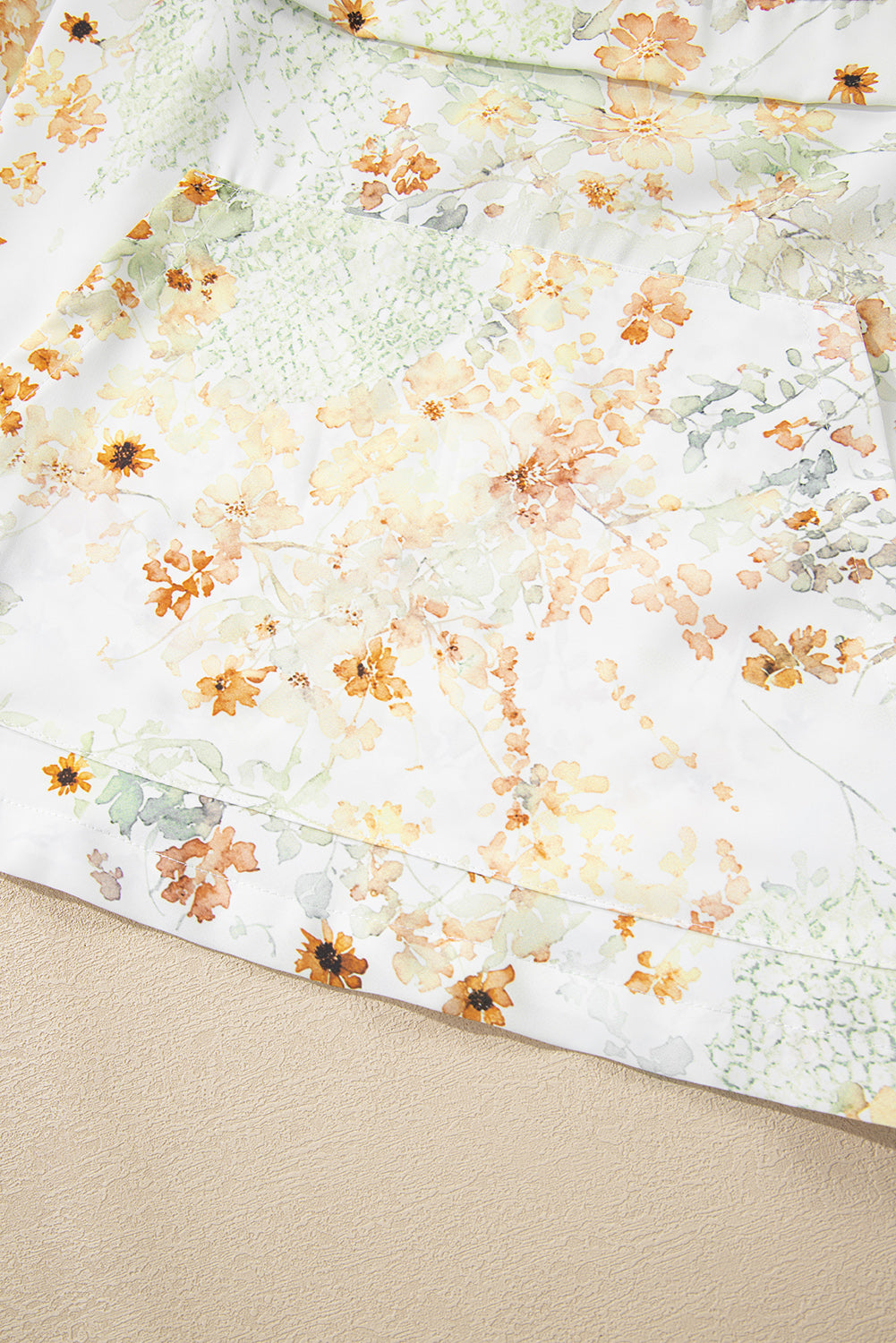 Yellow Floral Print Half Zip Hooded Long Sleeve Top-Tops / Dresses-[Adult]-[Female]-2022 Online Blue Zone Planet