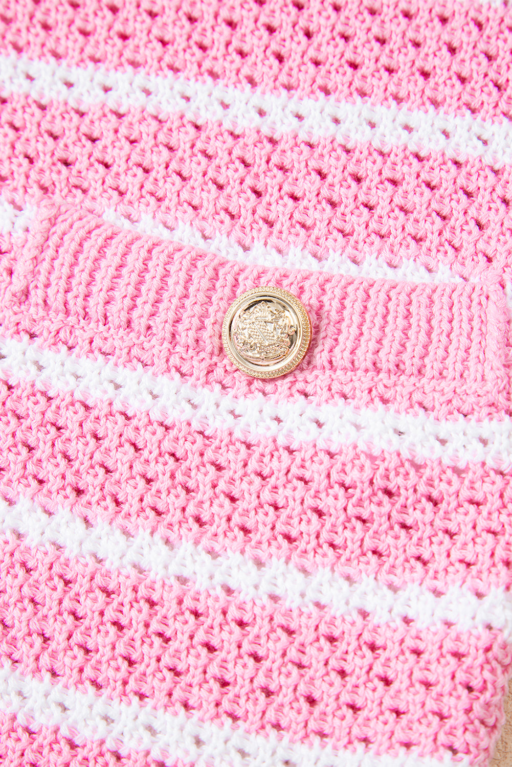 Sky Blue Stripe V Neck Gold Buttons Elegant Sweater Vest-TOPS / DRESSES-[Adult]-[Female]-2022 Online Blue Zone Planet
