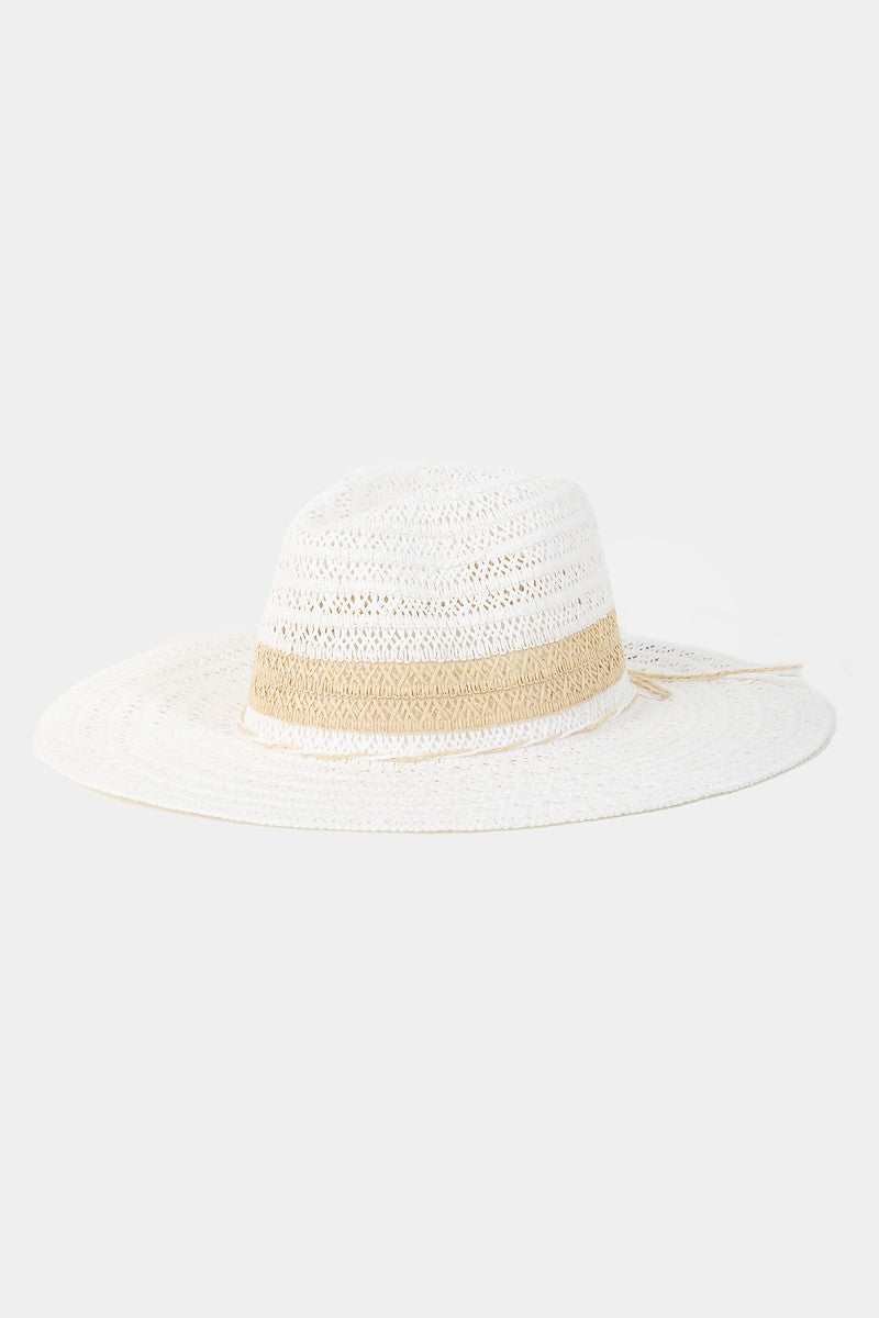 Fame Contrast Straw Braided Sun Hat-HATS-[Adult]-[Female]-WH-One Size-2022 Online Blue Zone Planet