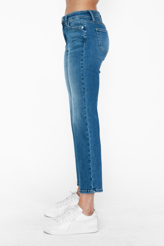 Blue Zone Planet | bytos Full Size Cat's Whiskers Mid Rise Ankle Jeans-BOTTOMS SIZES SMALL MEDIUM LARGE-[Adult]-[Female]-2022 Online Blue Zone Planet