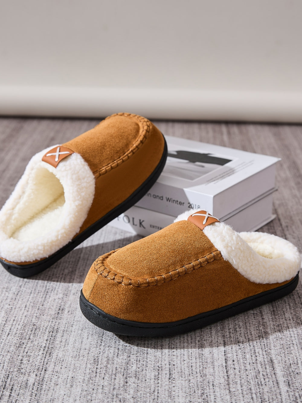 Contrast Round Toe Flat Slippers-SLIPPERS-[Adult]-[Female]-2022 Online Blue Zone Planet