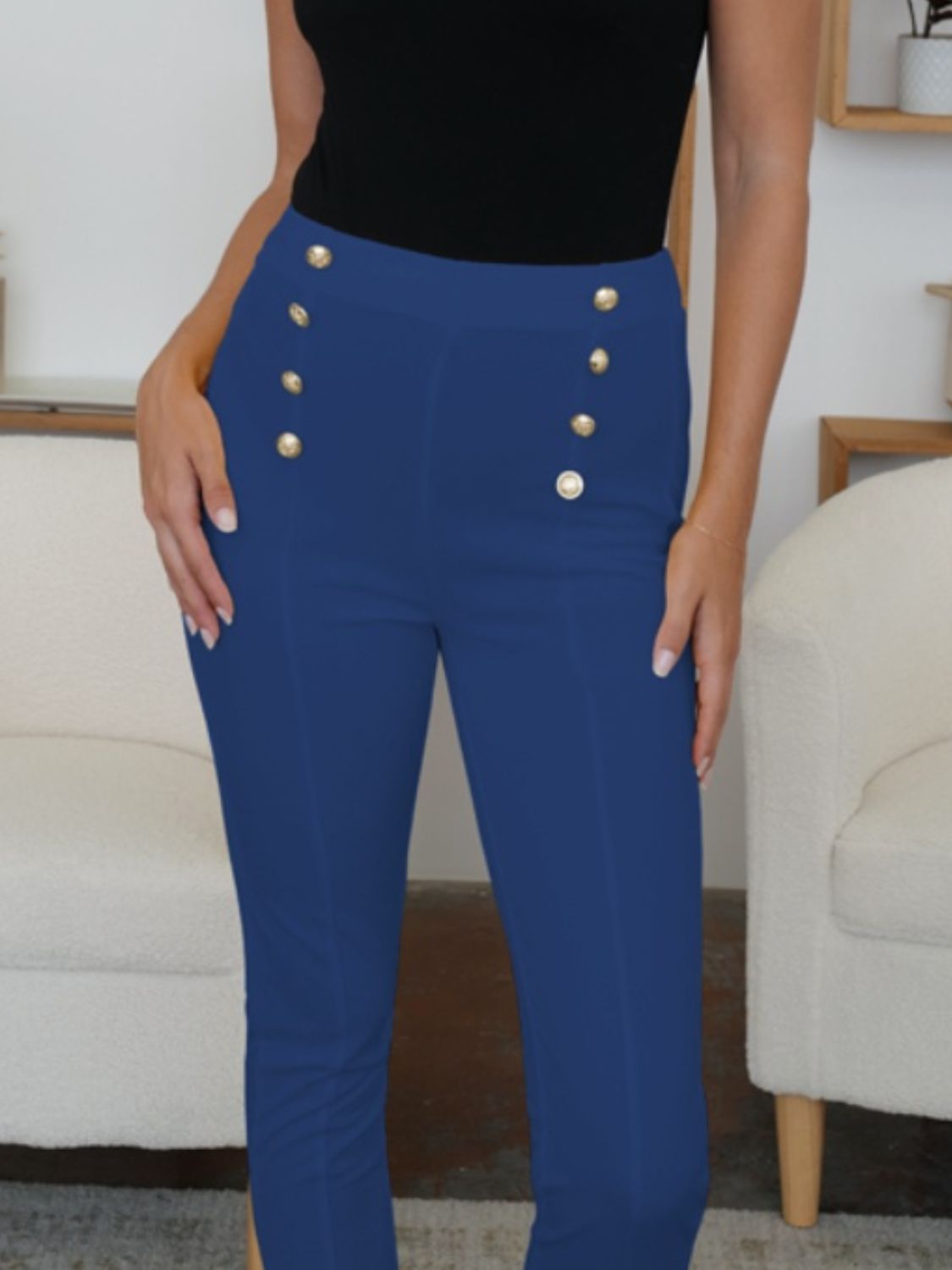 High Waist Skinny Pants-BOTTOMS SIZES SMALL MEDIUM LARGE-[Adult]-[Female]-2022 Online Blue Zone Planet