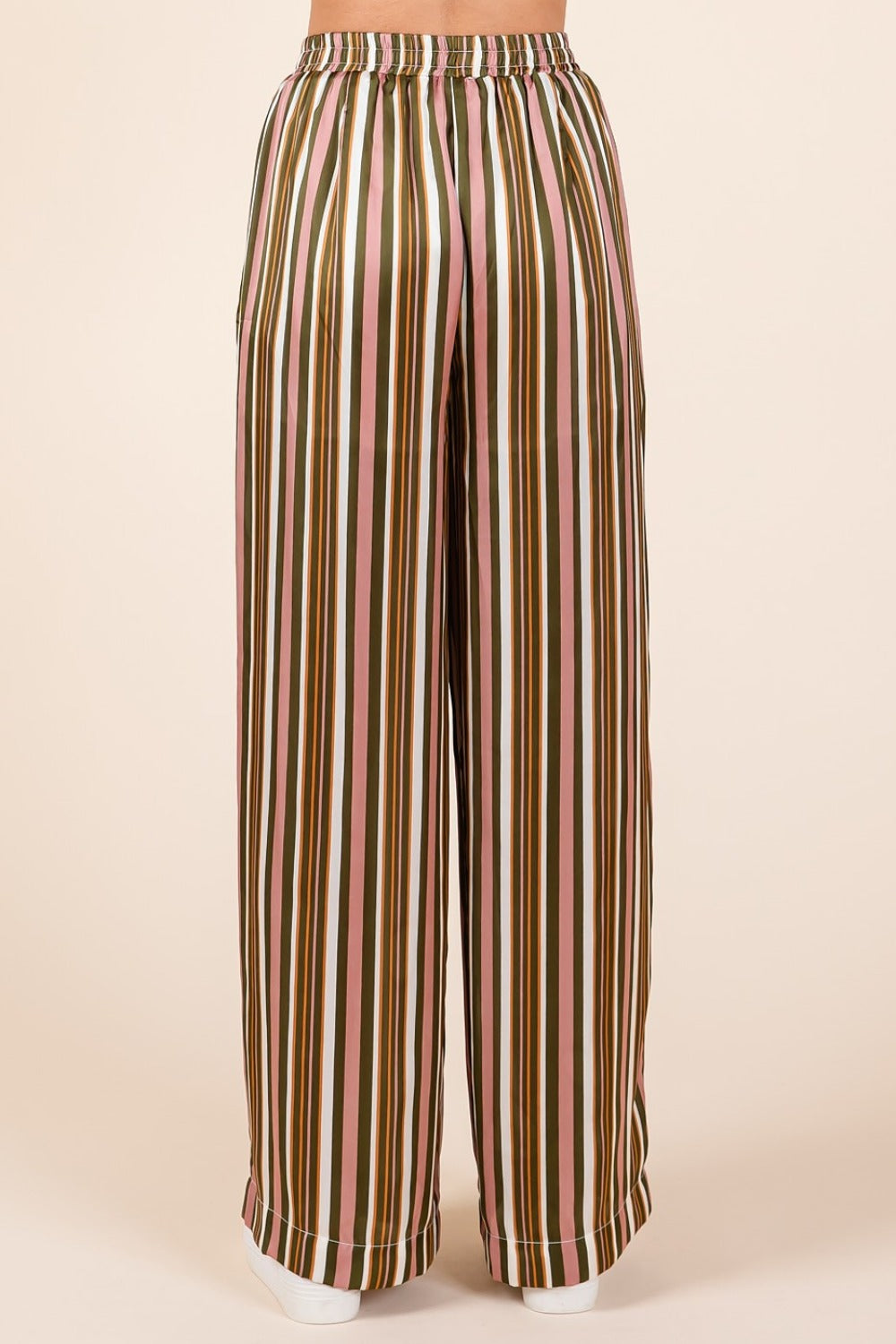 Mittoshop Striped Satin Elastic Waist Wide Leg Pants-BOTTOMS SIZES SMALL MEDIUM LARGE-[Adult]-[Female]-2022 Online Blue Zone Planet