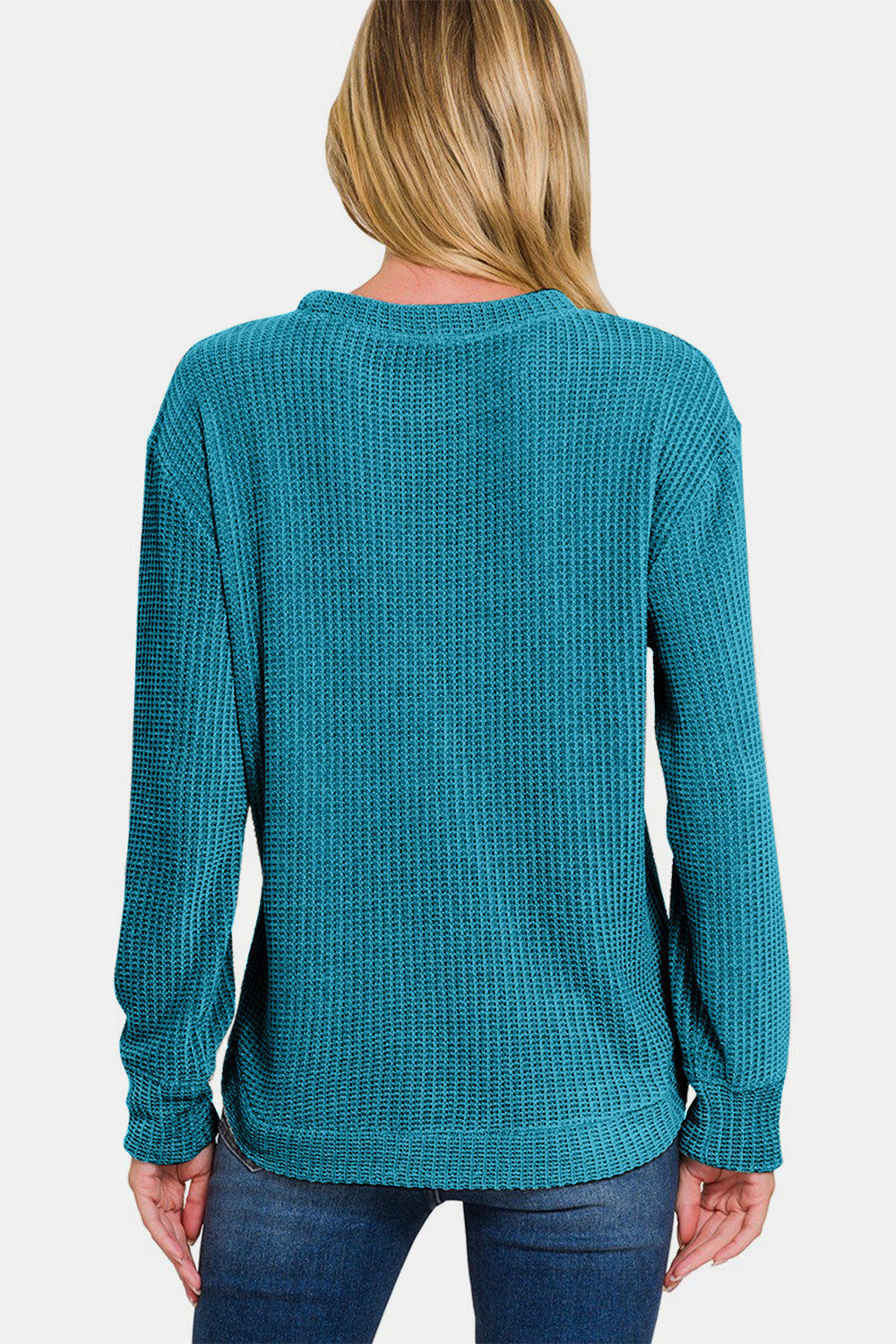 Zenana Chenille Waffle Round Neck Sweater-TOPS / DRESSES-[Adult]-[Female]-2022 Online Blue Zone Planet