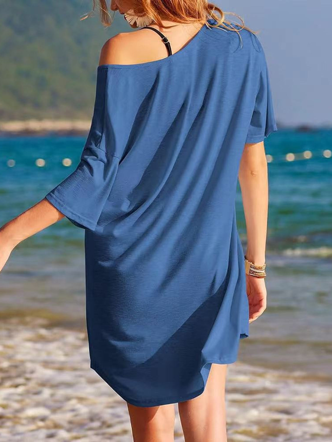 Blue Zone Planet | Pocketed V-Neck Short Sleeve Tee Dress-TOPS / DRESSES-[Adult]-[Female]-2022 Online Blue Zone Planet