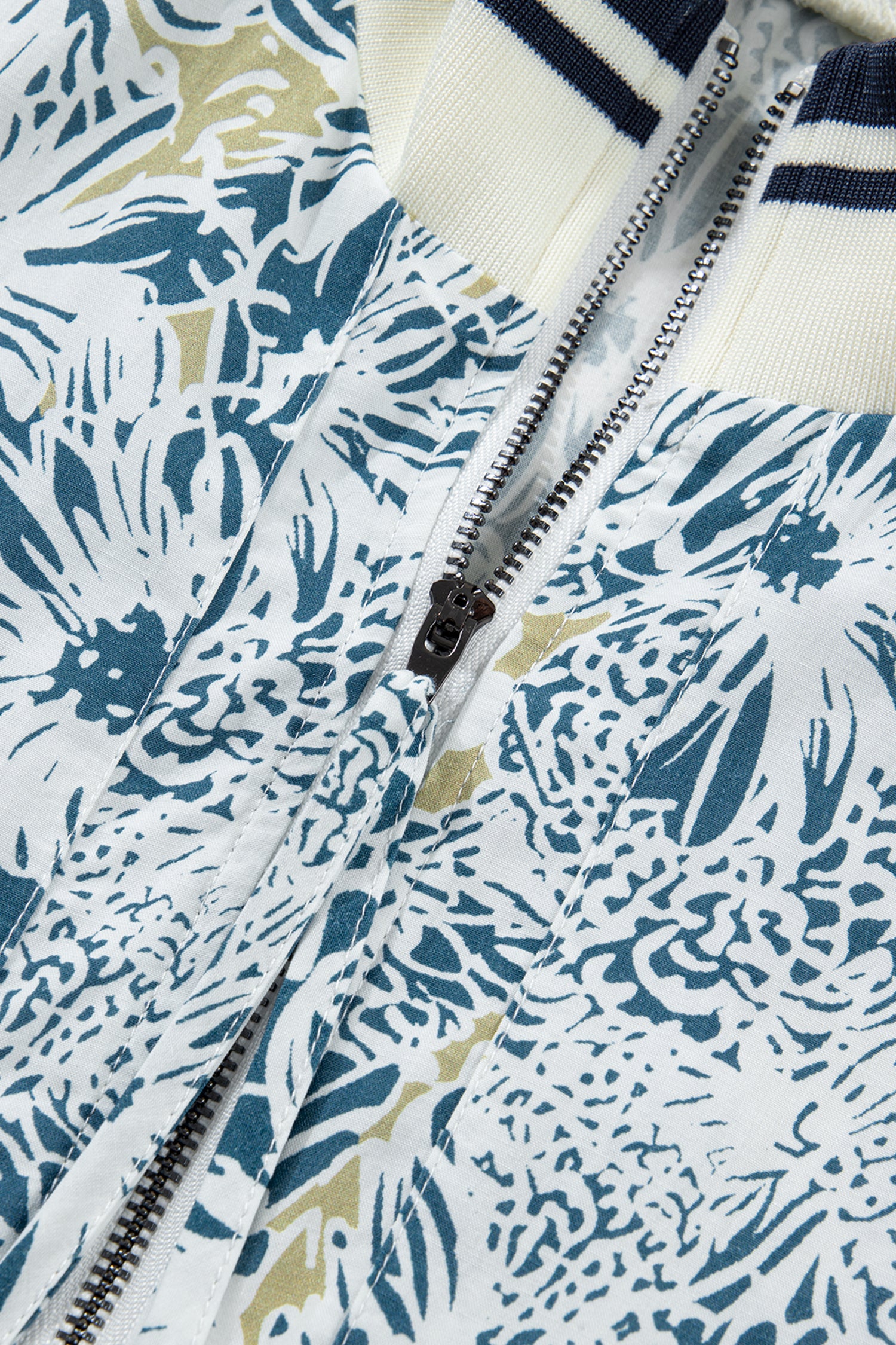 Blue Floral Print Striped Webbing Patchwork Collar Short Sleeve Mini Dress-TOPS / DRESSES-[Adult]-[Female]-2022 Online Blue Zone Planet