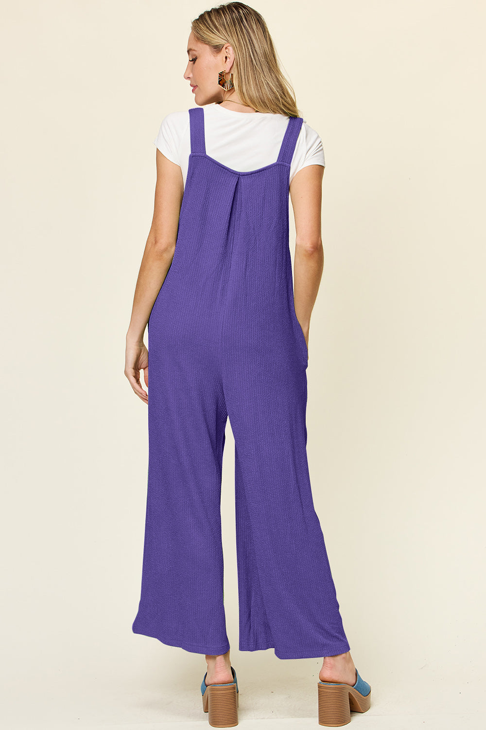 Blue Zone Planet | Double Take Full Size Texture Sleeveless Wide Leg Overall-TOPS / DRESSES-[Adult]-[Female]-2022 Online Blue Zone Planet