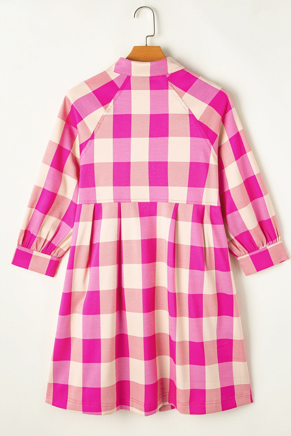 Plaid Button Up Long Sleeve Shirt Dress-TOPS / DRESSES-[Adult]-[Female]-2022 Online Blue Zone Planet