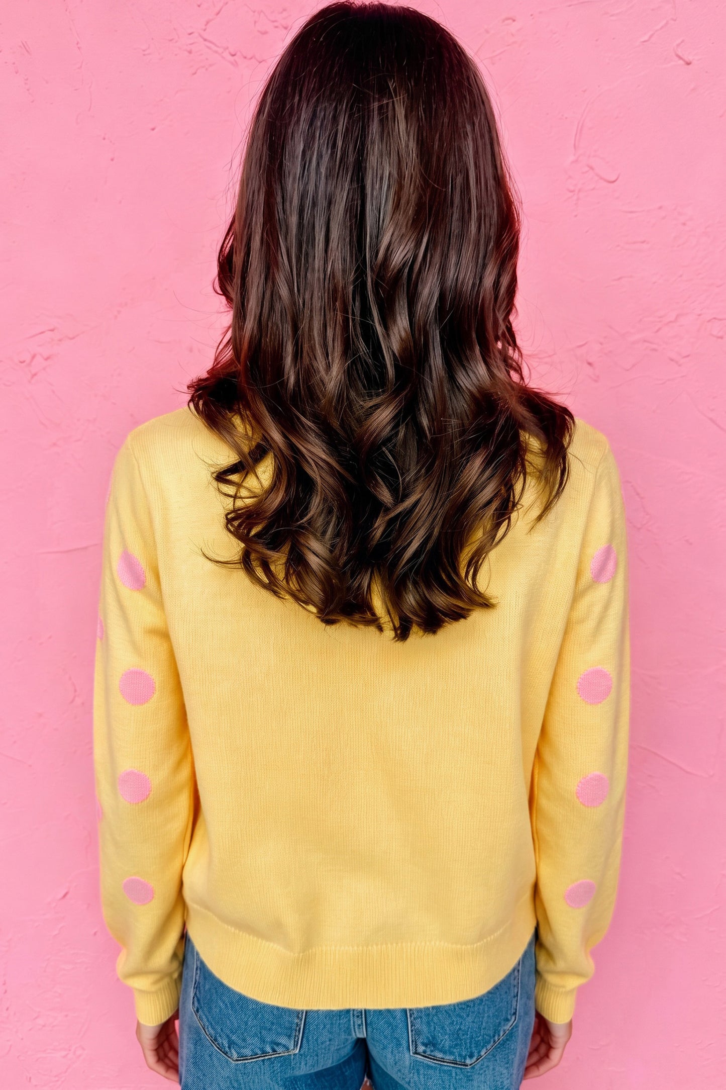 Yellow Cream Casual Polka Dot Button Front Long Sleeve Sweater Cardigan-Sweaters & Cardigans/Cardigans-[Adult]-[Female]-2022 Online Blue Zone Planet
