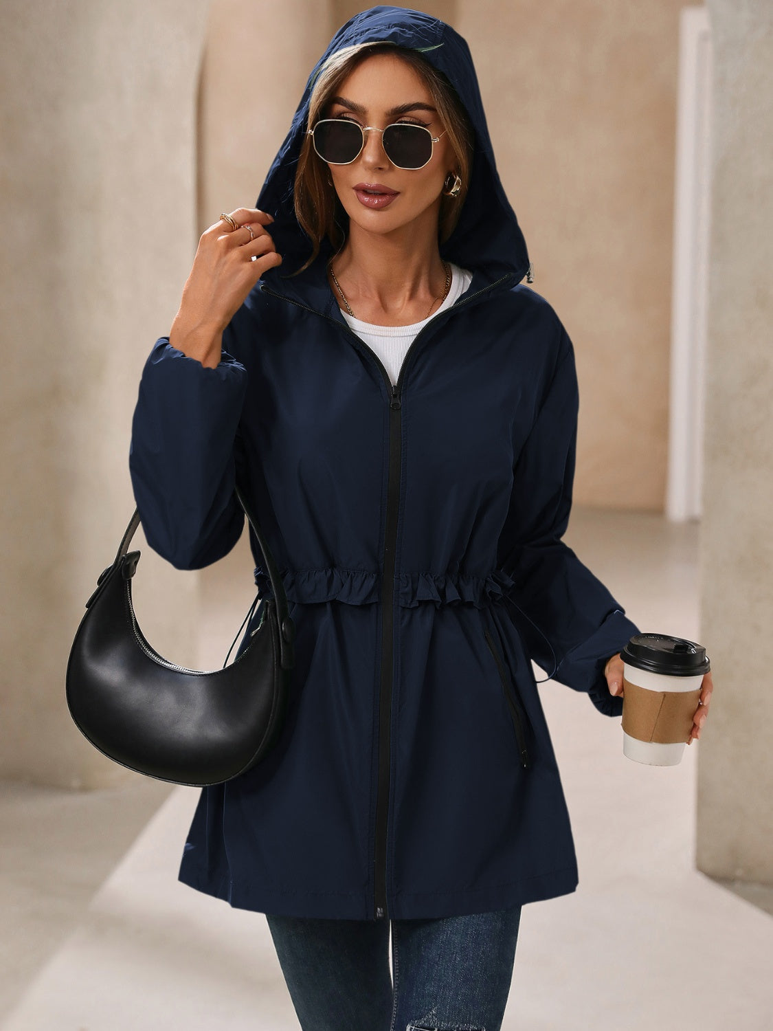 Zip Up Long Sleeve Hooded Jacket-TOPS / DRESSES-[Adult]-[Female]-2022 Online Blue Zone Planet