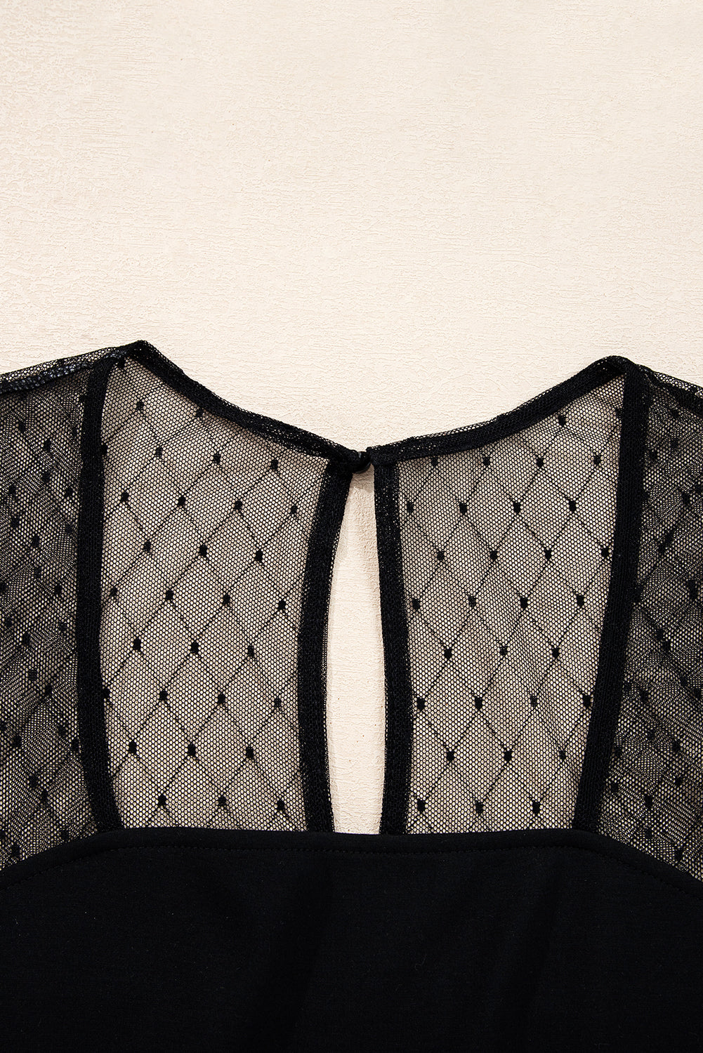 Black Polka Dot Mesh Long Sleeve Square Neck Bodysuit-Tops/Bodysuits-[Adult]-[Female]-2022 Online Blue Zone Planet
