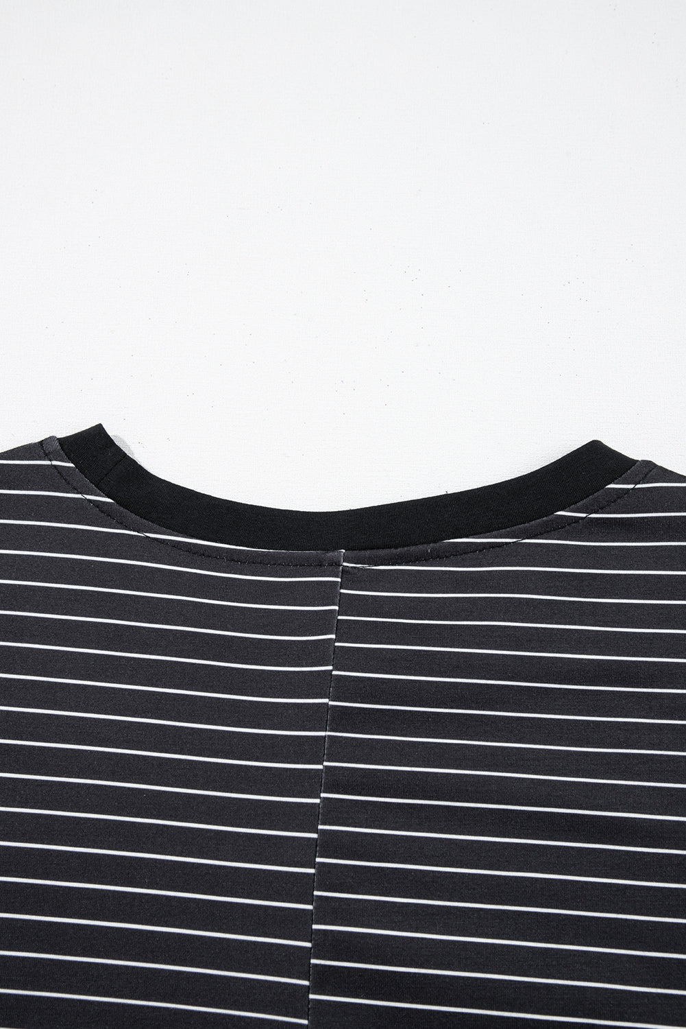 Black Stripe Ruffled Short Sleeve Crew Neck T Shirt Shift Mini Dress-TOPS / DRESSES-[Adult]-[Female]-2022 Online Blue Zone Planet
