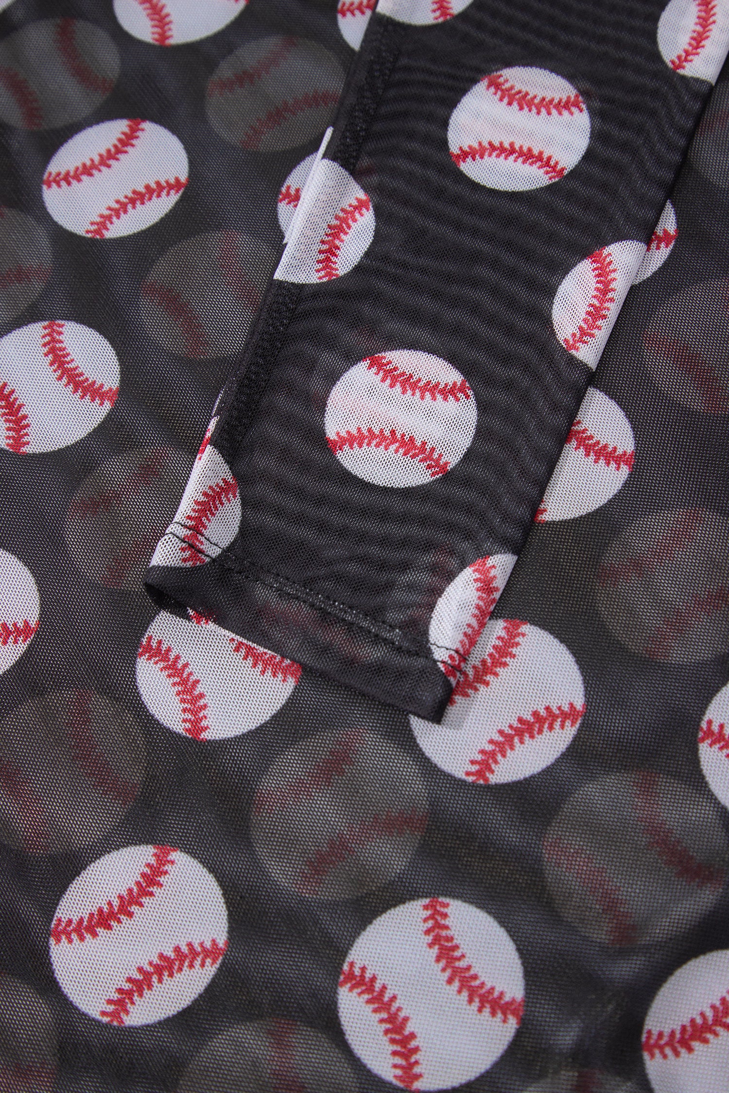 Black Baseball Game Day Sheer Mesh Long Sleeve Top-Tops/Long Sleeve Tops-[Adult]-[Female]-2022 Online Blue Zone Planet