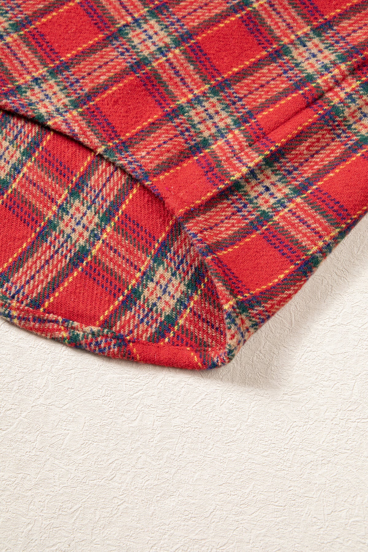 Red Casual Plaid Color Block Collared Button Shacket-Outerwear/Plaid Shackets-[Adult]-[Female]-2022 Online Blue Zone Planet