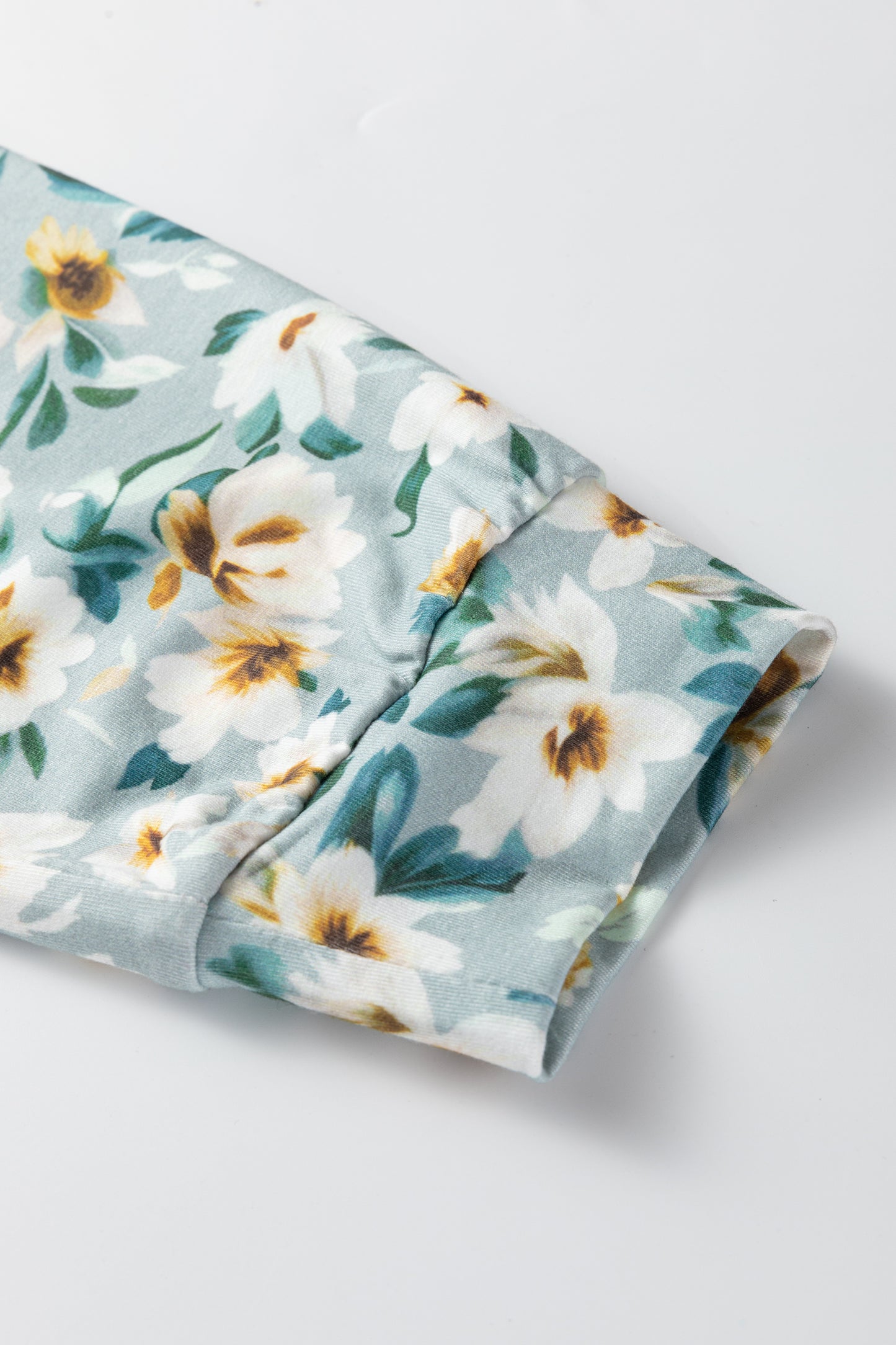 Parchment Twist Ribbed Floral Contrast Patchwork Long Sleeve Top-Tops/Long Sleeve Tops-[Adult]-[Female]-2022 Online Blue Zone Planet