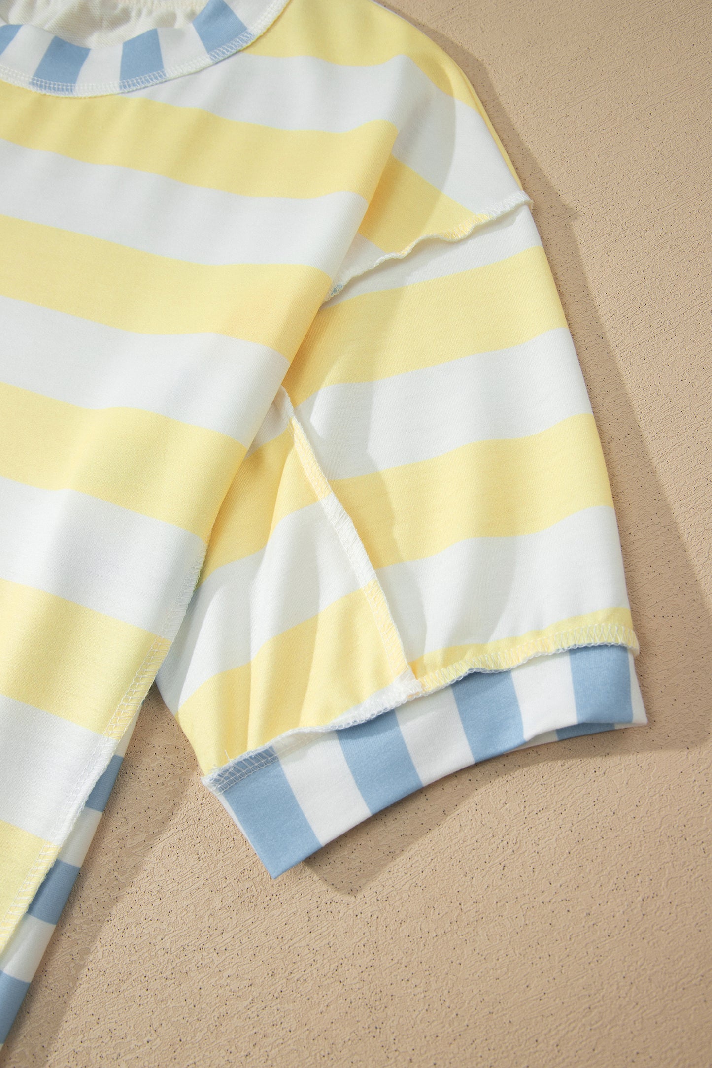 Pink Stripe Exposed Seam Contrast Patchwork Oversized Top-Tops/Tops & Tees-[Adult]-[Female]-2022 Online Blue Zone Planet
