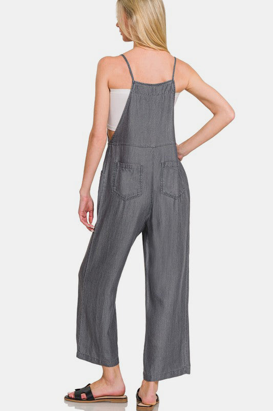 Zenana Washed Adjustable Strap Wide Leg Denim Overalls-TOPS / DRESSES-[Adult]-[Female]-2022 Online Blue Zone Planet