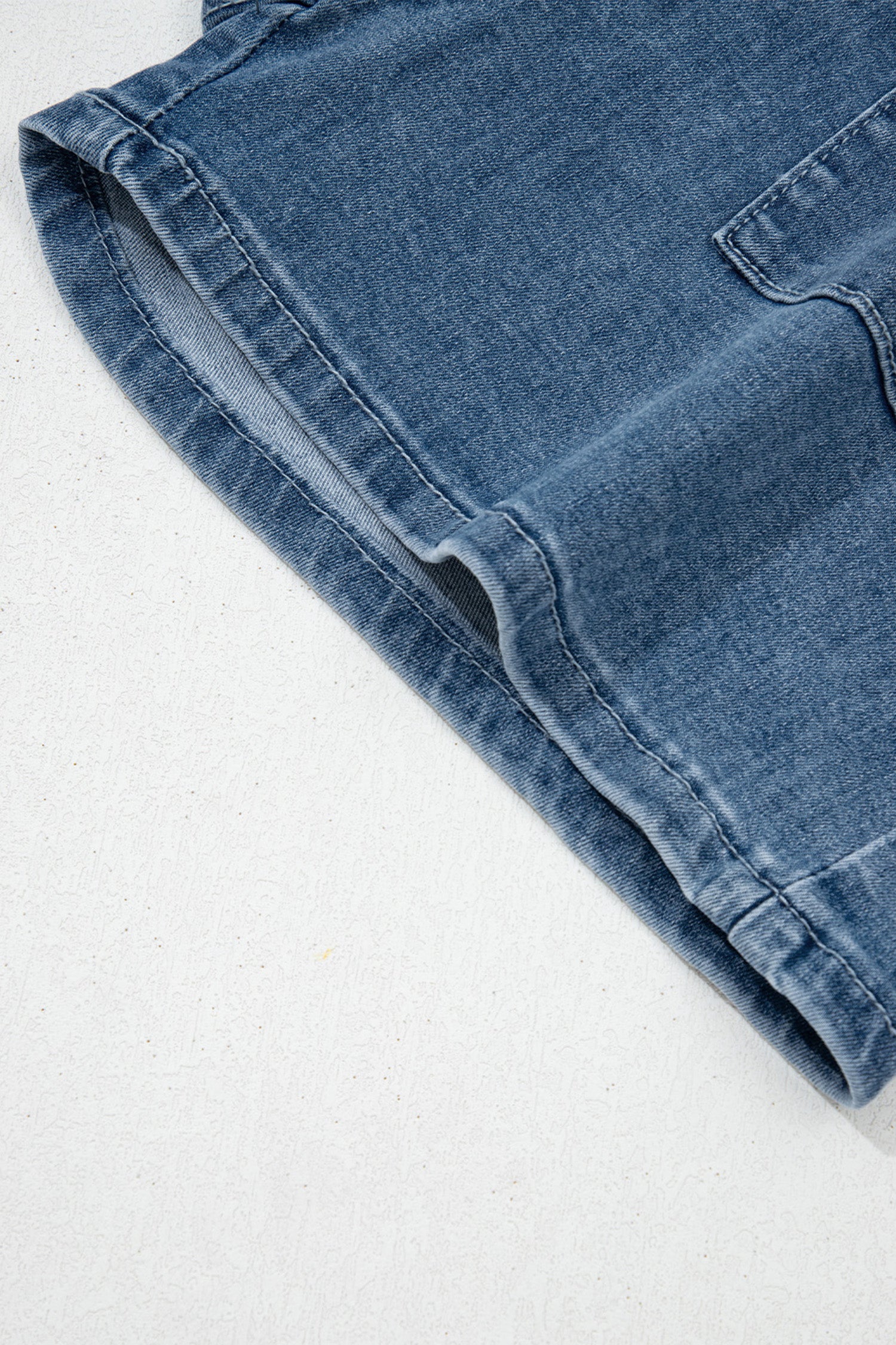 Dusk Blue Flap Pockets Denim Shorts-Bottoms/Denim Shorts-[Adult]-[Female]-2022 Online Blue Zone Planet