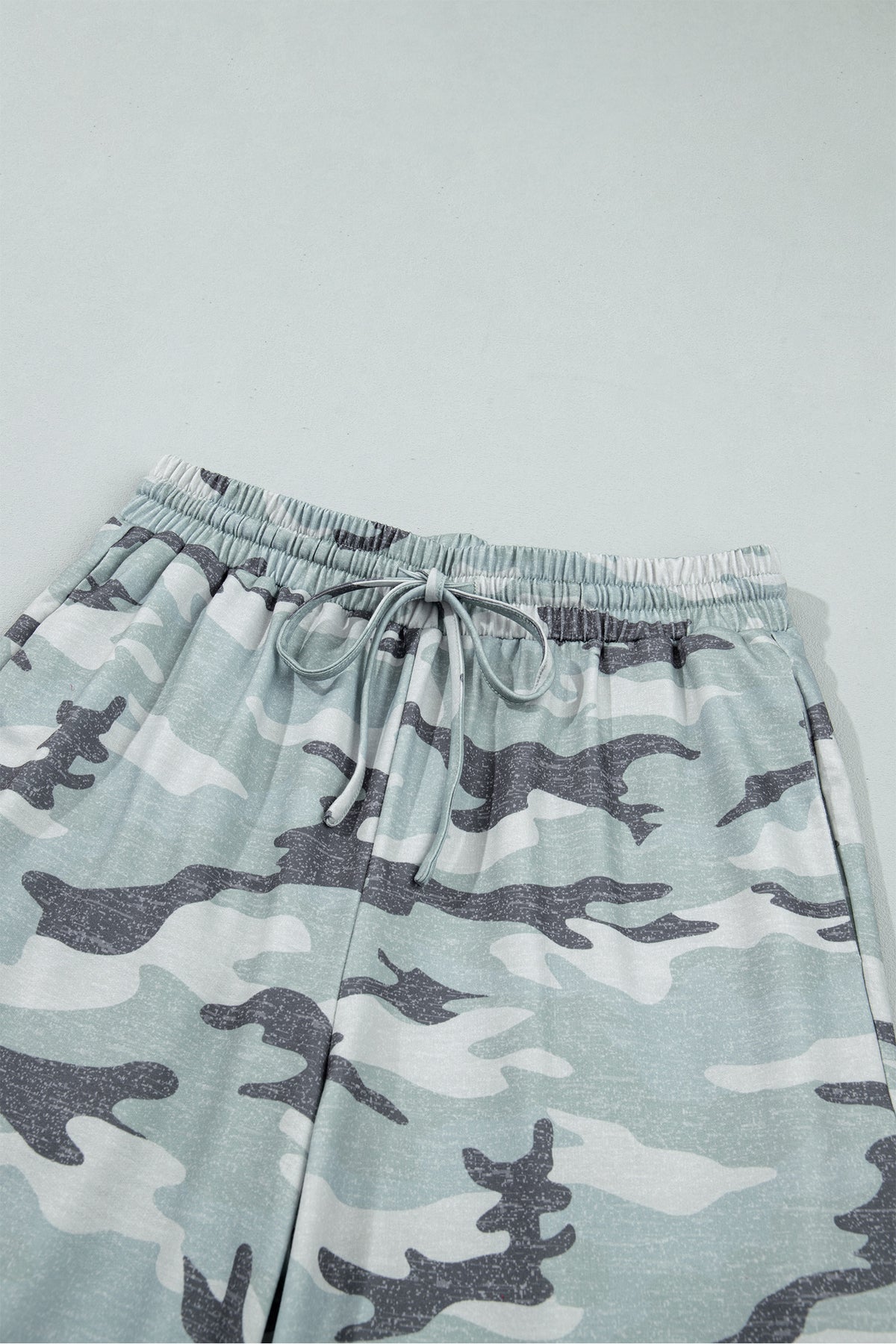 Green Camo Wide Leg Tie Elastic Waist Casual Pants-Bottoms/Pants & Culotte-[Adult]-[Female]-2022 Online Blue Zone Planet