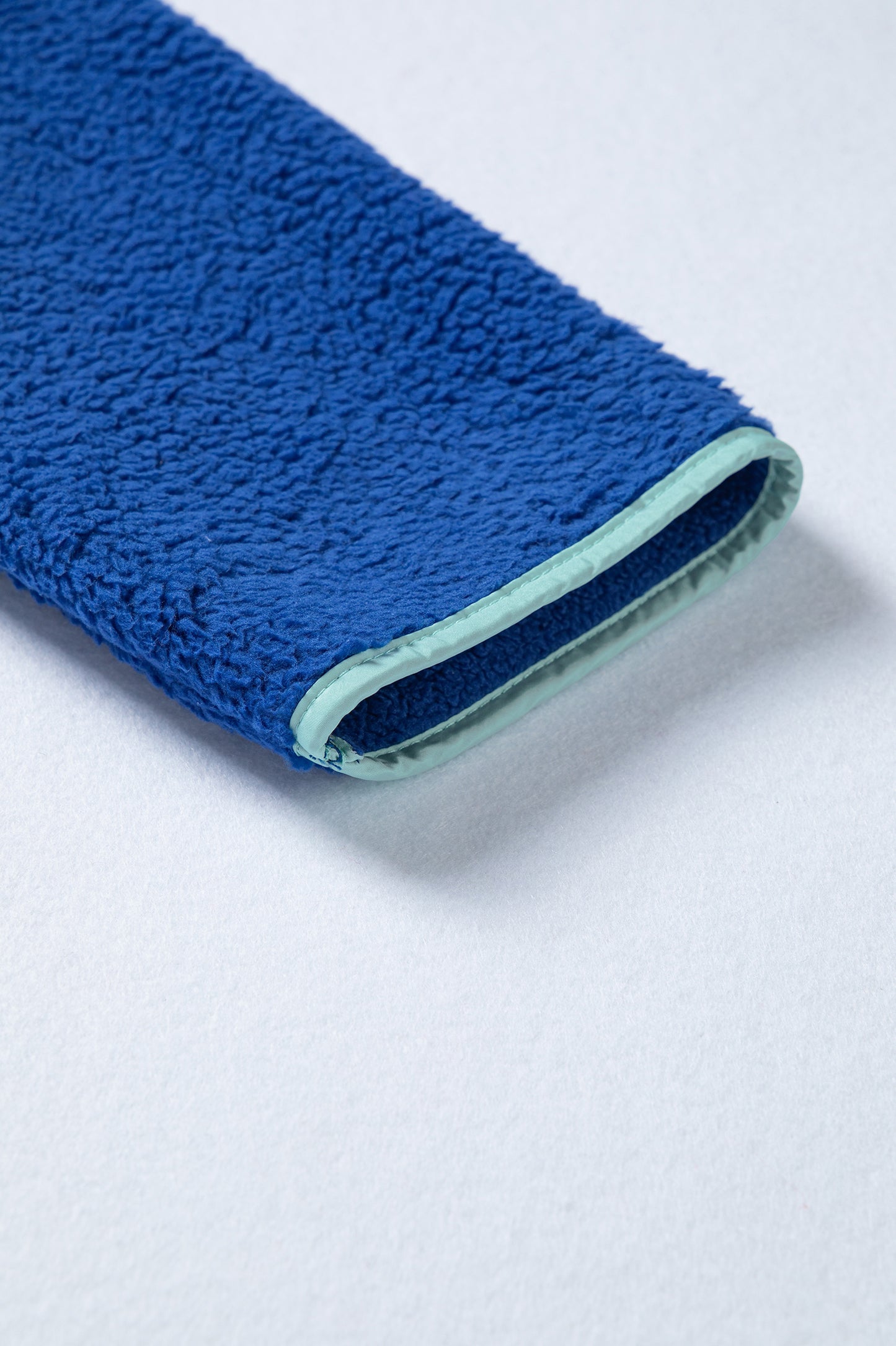 Sky Blue Sherpa Half Zip Contrast Trim Pullover Hoodie-Tops / Dresses-[Adult]-[Female]-2022 Online Blue Zone Planet