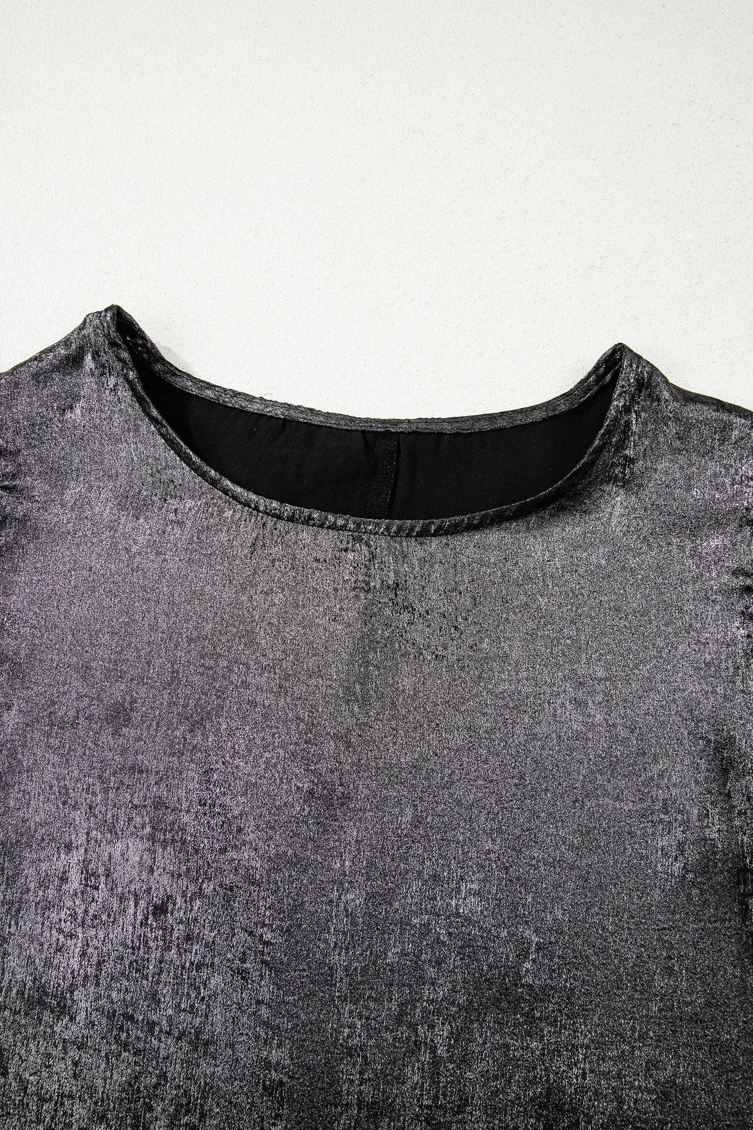 Silvery Metallic Round Neck Ruffle Trim Sleeveless Top-Tops/Tank Tops-[Adult]-[Female]-2022 Online Blue Zone Planet