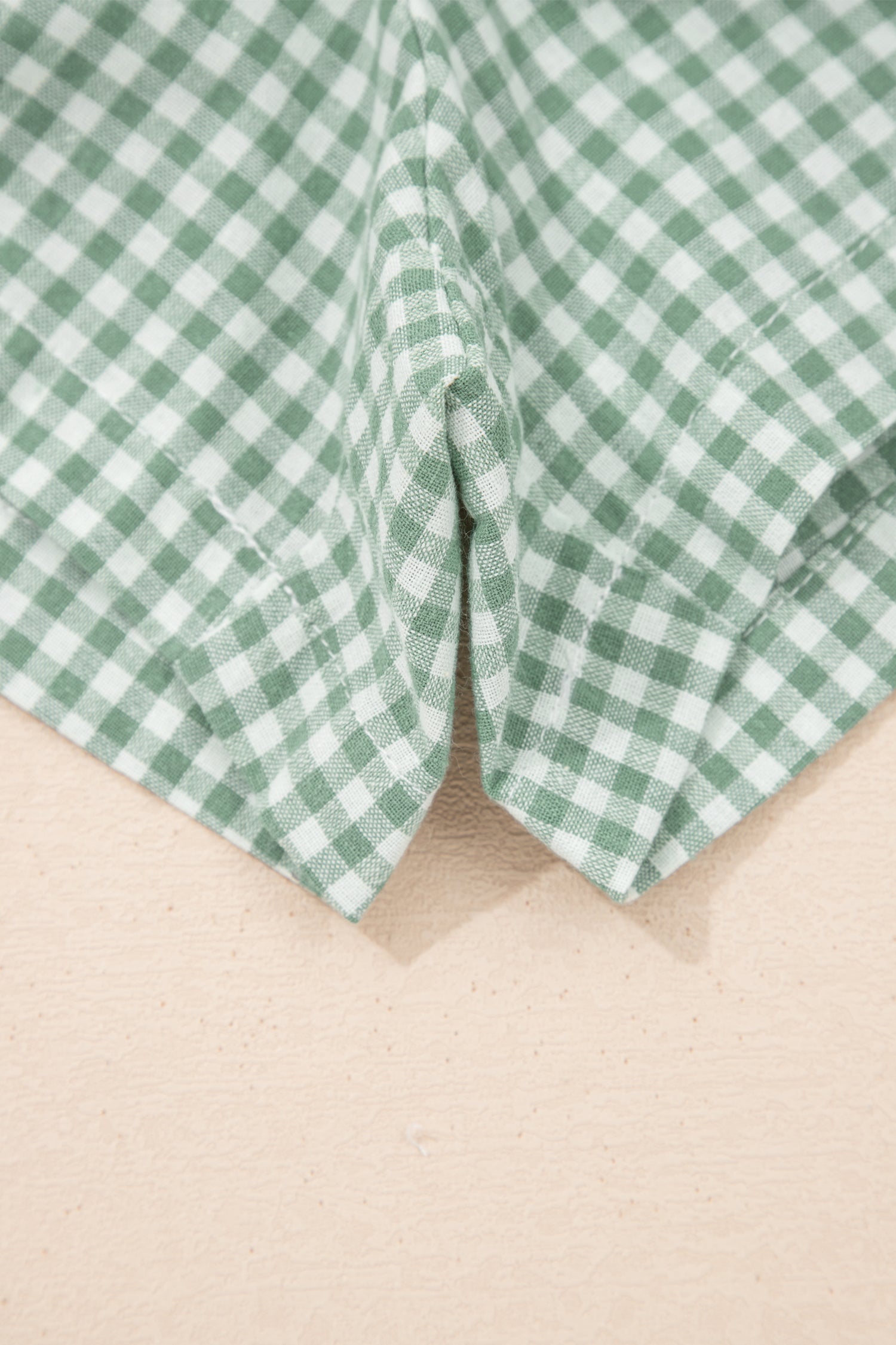 Green Contrast Trim Plaid Print Plus Size Shorts-Plus Size/Plus Size Bottoms-[Adult]-[Female]-2022 Online Blue Zone Planet