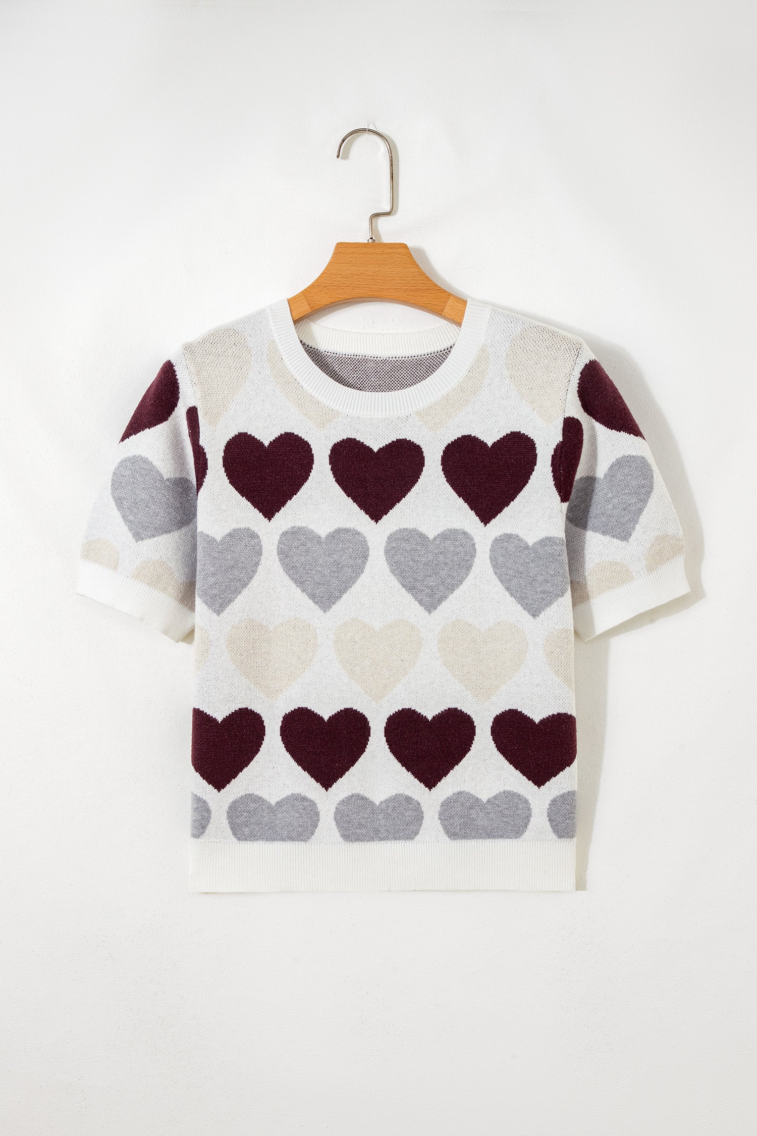 White Valentine Heart Short Sleeve Sweater-TOPS / DRESSES-[Adult]-[Female]-2022 Online Blue Zone Planet