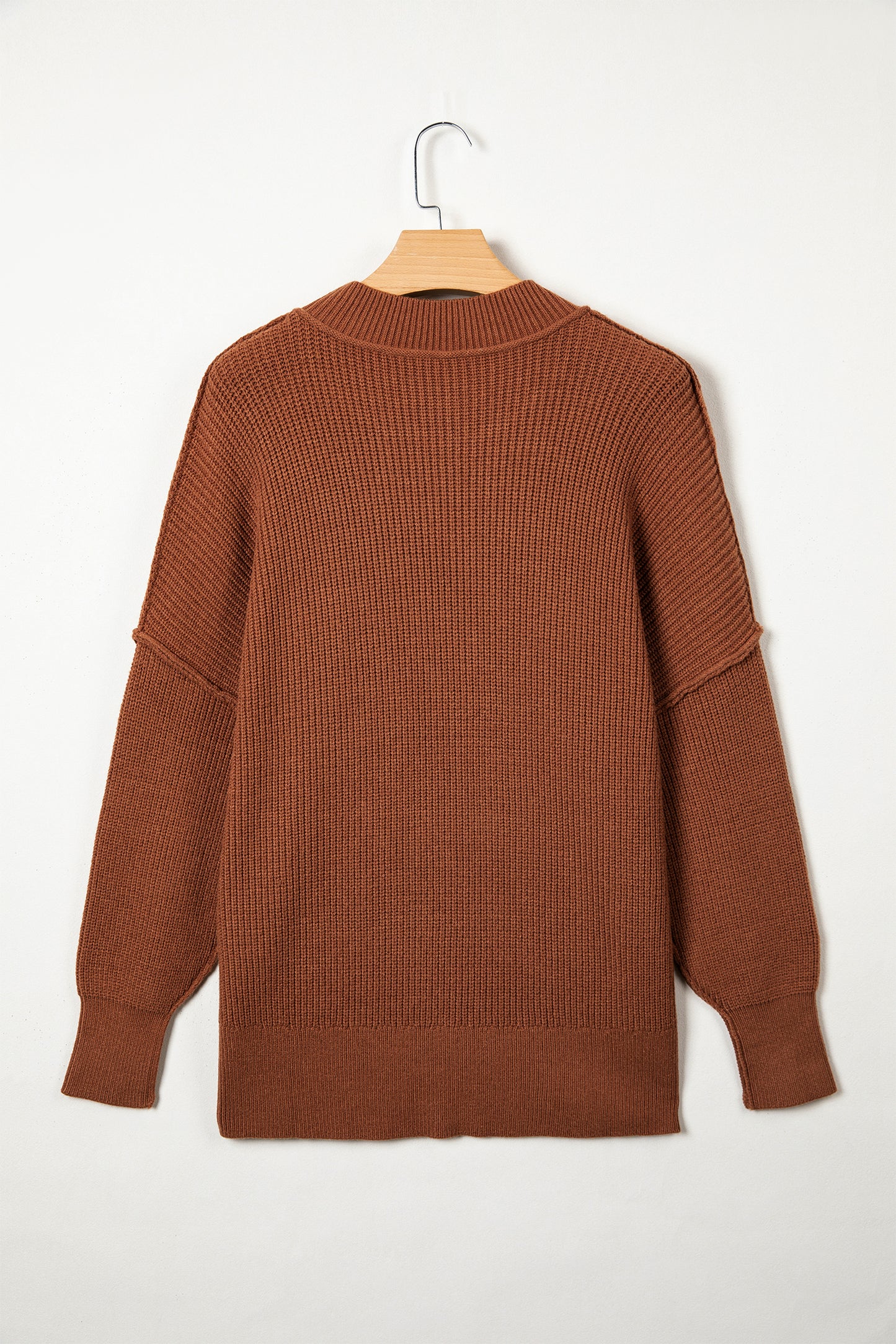 Chestnut Solid Color Mock Neck Oversized Tunic Sweater-TOPS / DRESSES-[Adult]-[Female]-2022 Online Blue Zone Planet