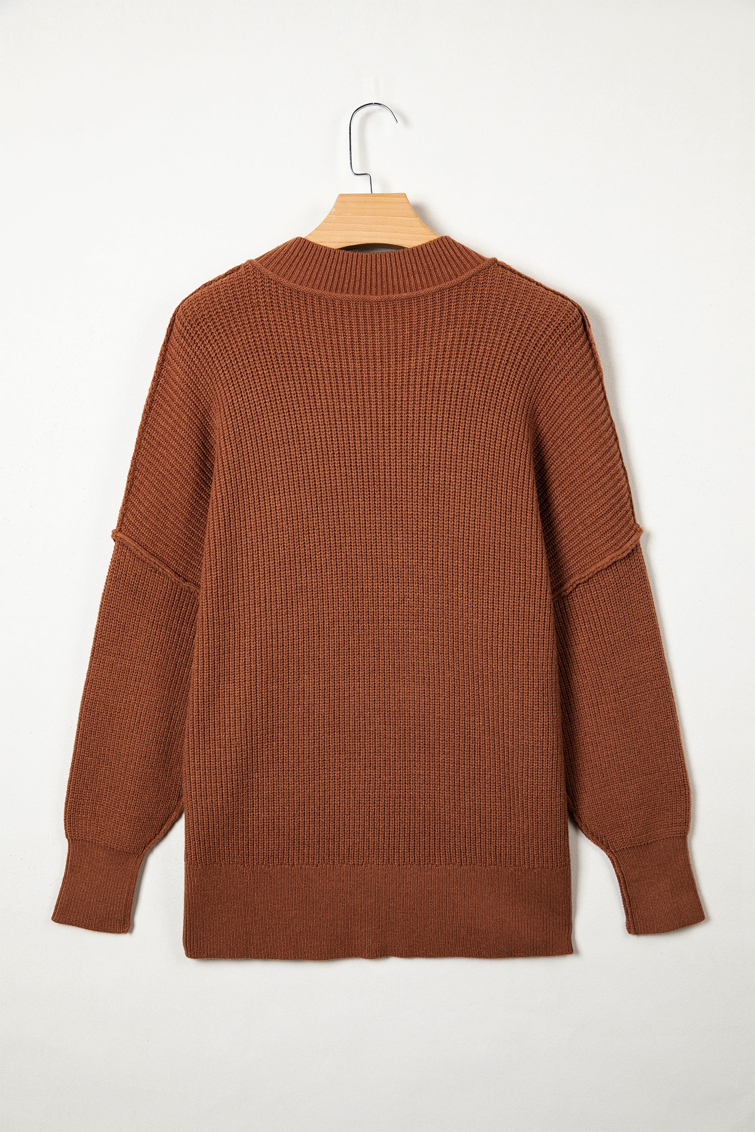 Chestnut Solid Color Mock Neck Oversized Tunic Sweater-TOPS / DRESSES-[Adult]-[Female]-2022 Online Blue Zone Planet