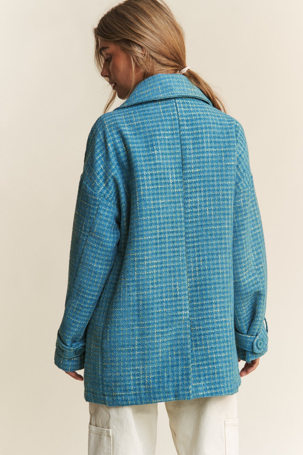 J.NNA Tweed Double-Breasted Long Sleeve Coat-TOPS / DRESSES-[Adult]-[Female]-2022 Online Blue Zone Planet