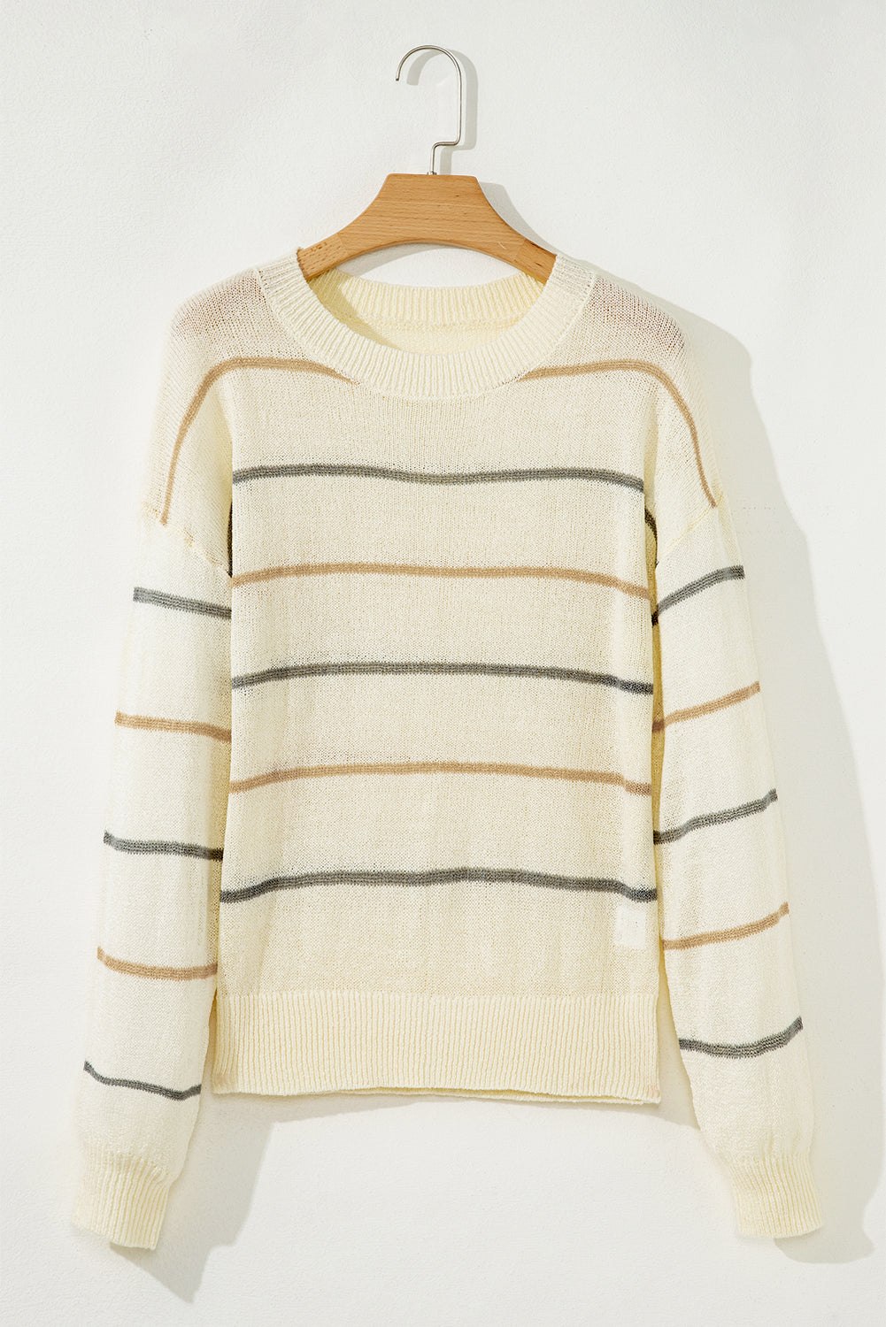Multicolour Striped Ribbed Edge Drop Shoulder Sweater-TOPS / DRESSES-[Adult]-[Female]-2022 Online Blue Zone Planet