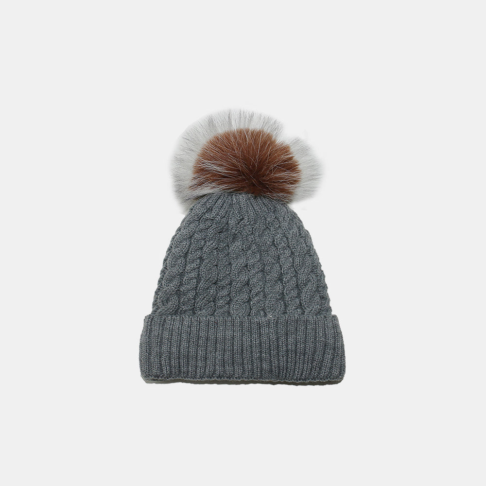 Blue Zone Planet | Cable Knit Winter Hat with Pompom-HATS-[Adult]-[Female]-Dark Gray-One Size-2022 Online Blue Zone Planet