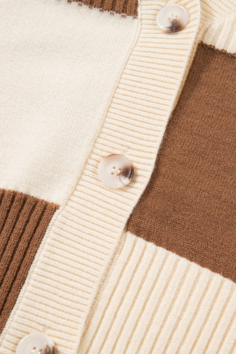 Khaki Checkered Ribbed Texture Knit Plus Size Cardigan Sweater-TOPS / DRESSES-[Adult]-[Female]-2022 Online Blue Zone Planet