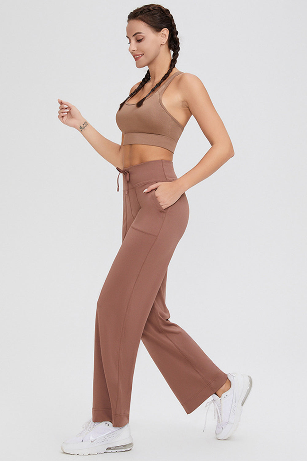 Basic Bae Full Size Drawstring High Waist Pants with Pockets-BOTTOMS SIZES SMALL MEDIUM LARGE-[Adult]-[Female]-2022 Online Blue Zone Planet