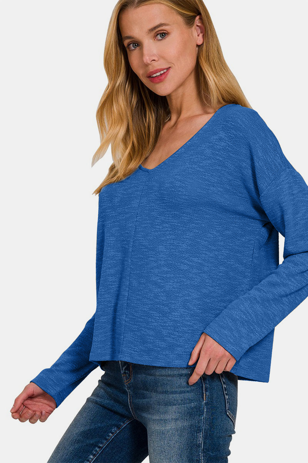 Zenana Dropped Shoulder Long Sleeve T-Shirt-TOPS / DRESSES-[Adult]-[Female]-2022 Online Blue Zone Planet