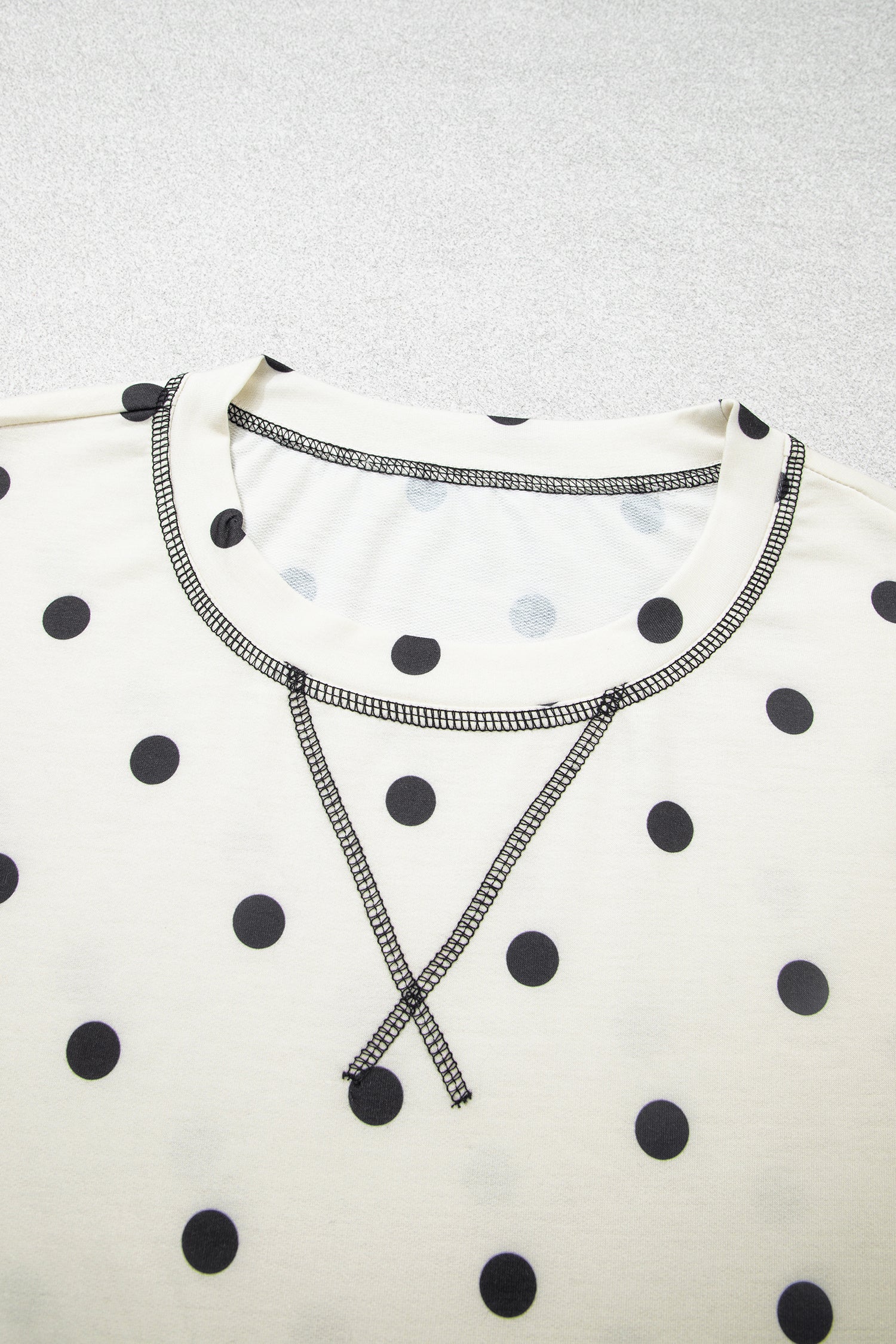 Beige Polka Dot Half Sleeve Loose Top Elastic Waist Casual Pants Set-Two Piece Sets/Pant Sets-[Adult]-[Female]-2022 Online Blue Zone Planet