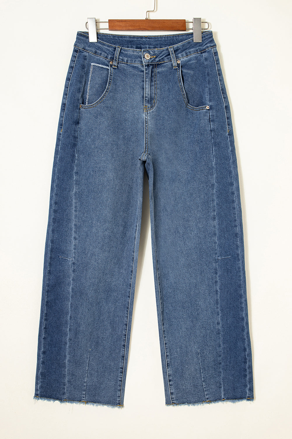 Ashleigh Blue Stitched Raw Hem Wide Leg Loose Jeans-TOPS / DRESSES-[Adult]-[Female]-Ashleigh Blue-4-2022 Online Blue Zone Planet